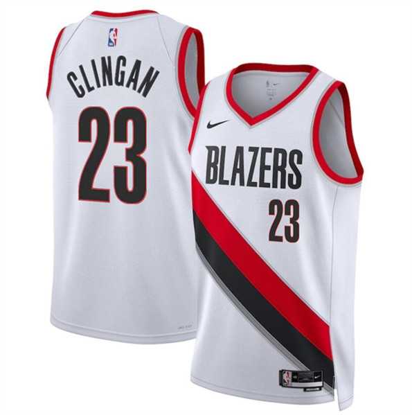 Mens Portland Trail Blazers #23 Donovan Clingan White 2024 Draft Association Edition Stitched Basketball Jersey Dzhi